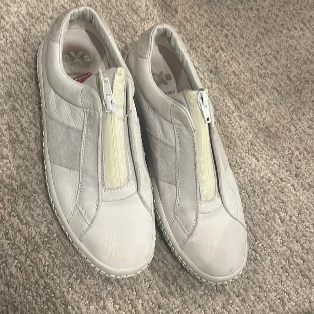 WHITE OXS ZIPPER SNEAKERS WOOBIE CASUAL SHEEPSKIN LEATHER